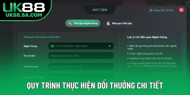 Quy trình thực hiện đổi thưởng chi tiết Quy trình thực hiện đổi thưởng chi tiết